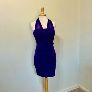 Valerie bertinelli purple mini dress Sleeveless Halter tie Sexy Bodycon size 8